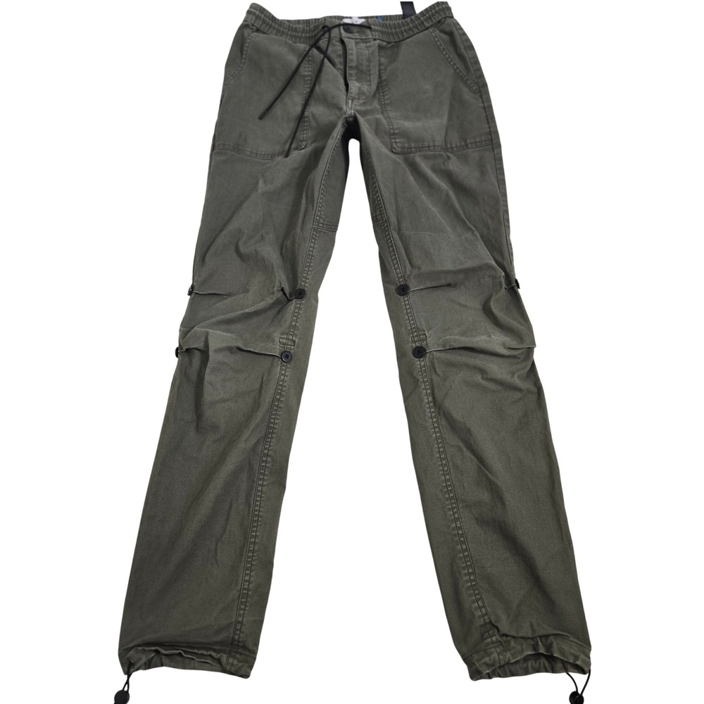 Topman Cargo Jogger Pants Mens 32x34 Olive Green Good Drawstring Bungee Hem‎